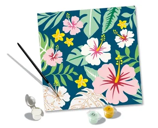 Puzzle Peinture au Numéro - CréArt - Exotic Flowers van Ravensburger – doos 1 van 2