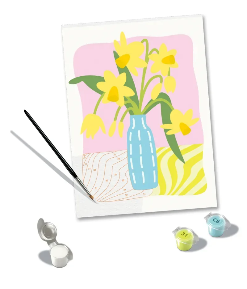 Puzzle Peinture au Numéro - CréArt - Jonquilles de Ravensburger – boîte 1 sur 2