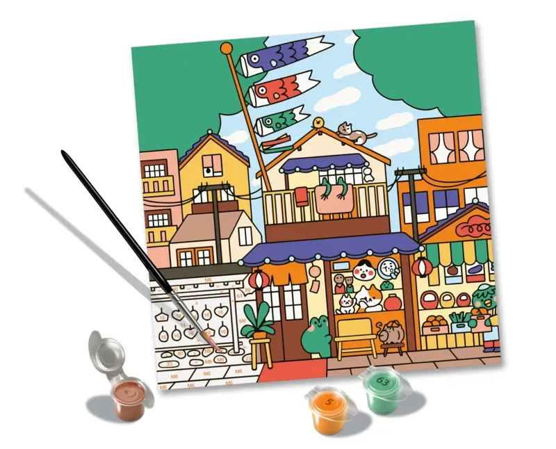 Puzzle Peinture au Numéro - CréArt - Kawaii Street - Niniwanted van Ravensburger – doos 1 van 2