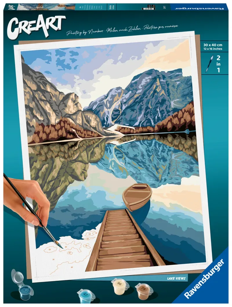 Puzzle Peinture au Numéro - CréArt - Lake Views van Ravensburger – doos 2 van 2