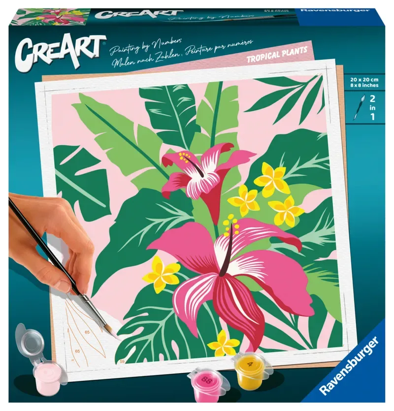 Puzzle Peinture au Numéro - CréArt - Tropical Plants van Ravensburger – doos 2 van 2