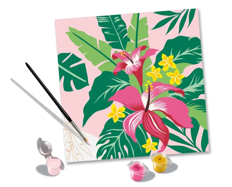 Puzzle Peinture au Numéro - CréArt - Tropical Plants van Ravensburger – doos 1 van 2