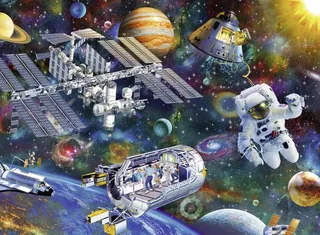 Puzzle Pièces XXL - Station Spatiale internationale - 200 à 499 pièces de Ravensburger – boîte 1 sur 2