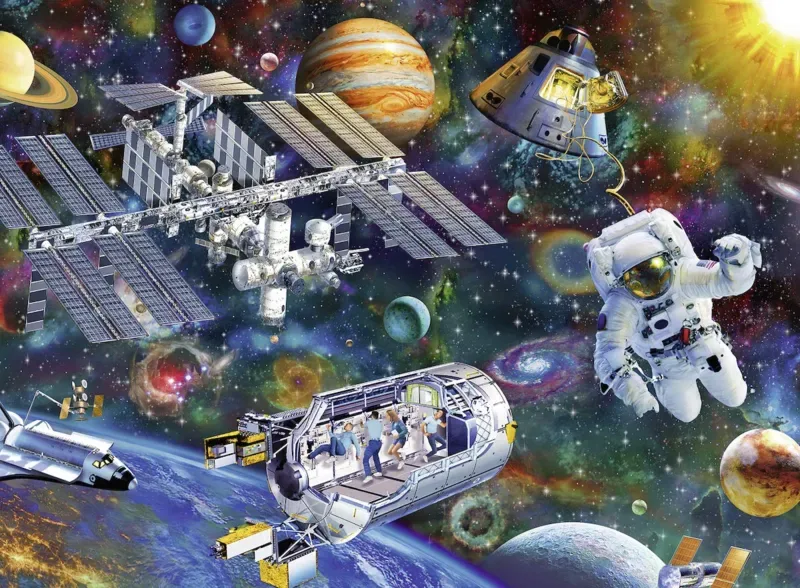Puzzle Pièces XXL - Station Spatiale internationale - 200 à 499 pièces de Ravensburger – boîte 1 sur 2