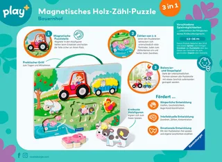 Puzzle Play+ Magnetisches Holz-Zähl-Puzzl Bauernhof, 6 Puzzleteile de Ravensburger, édition Multicolore – boîte 2 sur 5