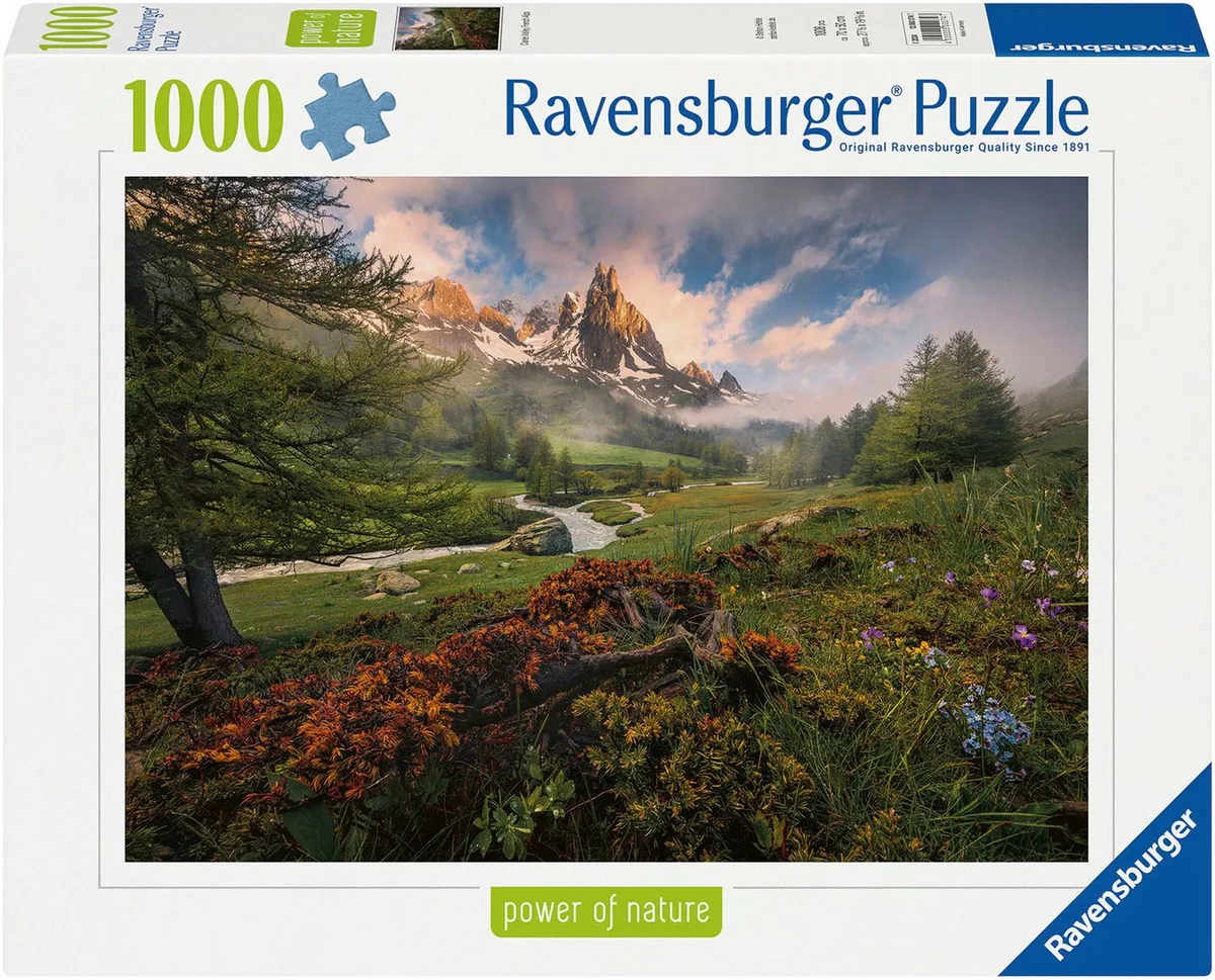 Puzzle power of nature, Malerische Stimmung im Vallée de la Clarée, 1000 Puzzleteile, Französischen Alpen, Made in Germany von Ravensburger, Ausgabe Mehrfarbig – Schachtel
