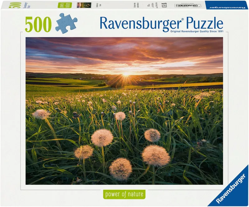Puzzle power of nature, Pusteblumen im Sonnenuntergang, 500 Puzzleteile, Made in Germany from Ravensburger, Multicolour edition – box 1 of 2
