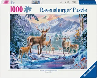 Puzzle Rehe und Hirsche im Winter, 1000 Puzzleteile, Made in Germany de Ravensburger, édition Multicolore – boîte 1 sur 2