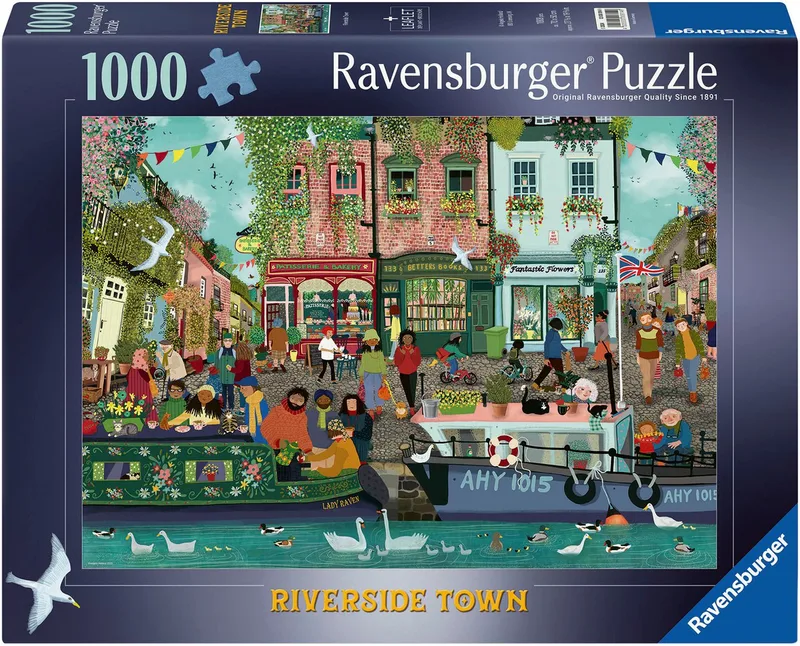 Puzzle Riverside Town, 1000 Puzzleteile, Made in Germany de Ravensburger, édition Multicolore – boîte 1 sur 2