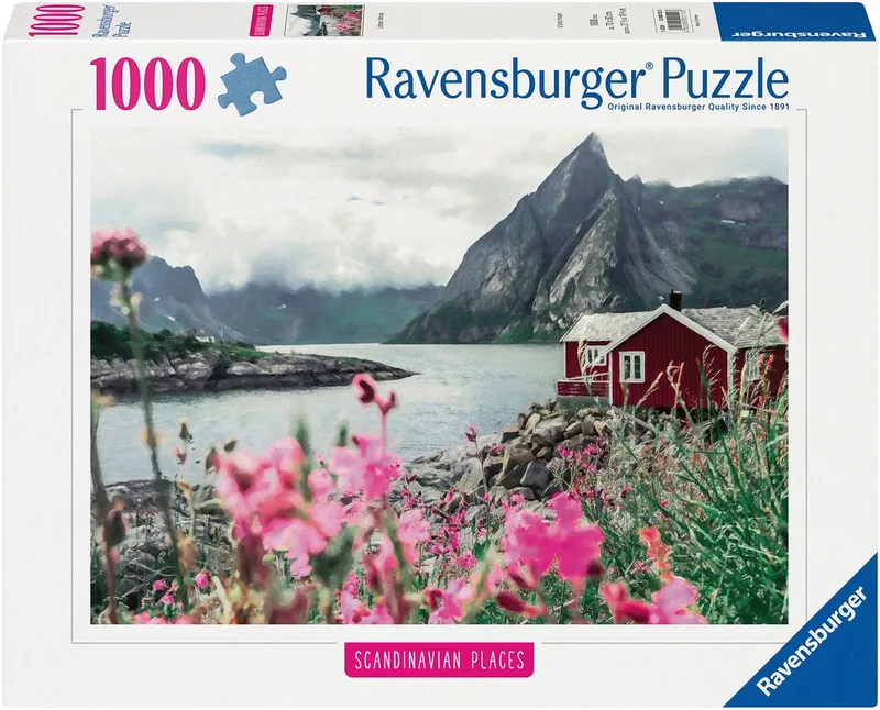 Puzzle Scandinavian Places, Reine, Lofoten, Norwegen, 1000 Puzzleteile, Made in Germany fra Ravensburger, Flerfarvet-udgave – æske