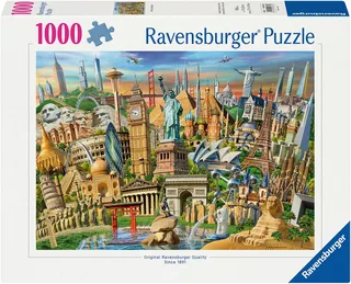 Puzzle Sehenswürdigkeiten weltweit, 1000 Puzzleteile, Made in Germany from Ravensburger, Multicolour edition – box 1 of 2