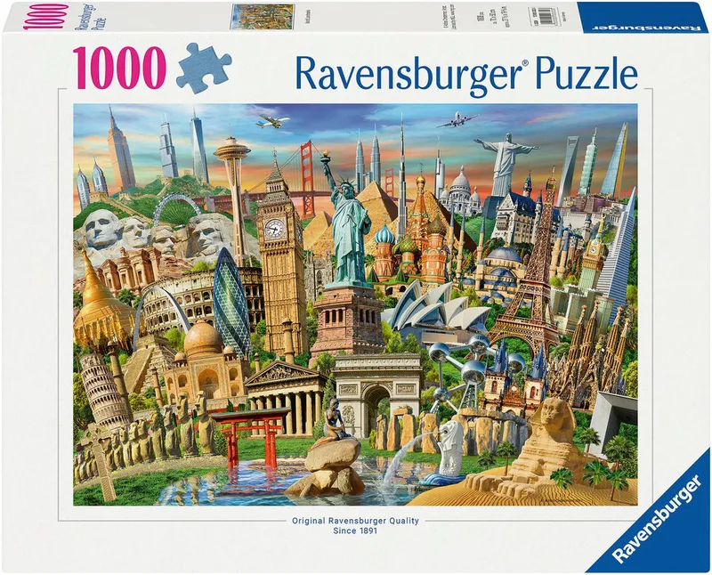 Puzzle Sehenswürdigkeiten weltweit, 1000 Puzzleteile, Made in Germany from Ravensburger, Multicolour edition – box 1 of 2