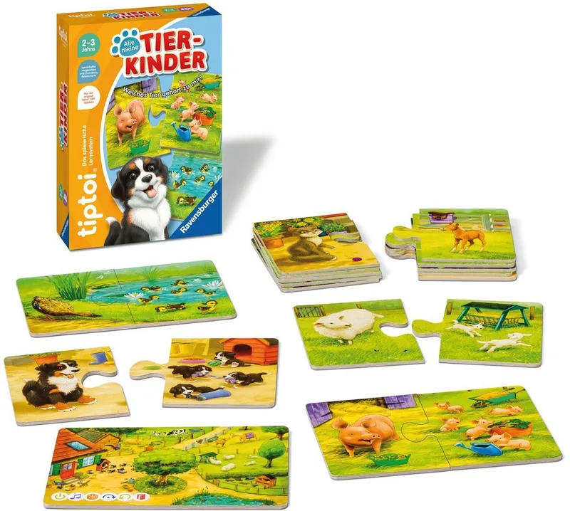 Puzzle tiptoi® Alle meine Tierkinder, Puzzleteile, Made in Europe de Ravensburger, édition Multicolore – boîte 1 sur 4