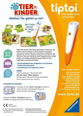 Puzzle tiptoi® Alle meine Tierkinder, Puzzleteile, Made in Europe de Ravensburger, édition Multicolore – boîte 4 sur 4