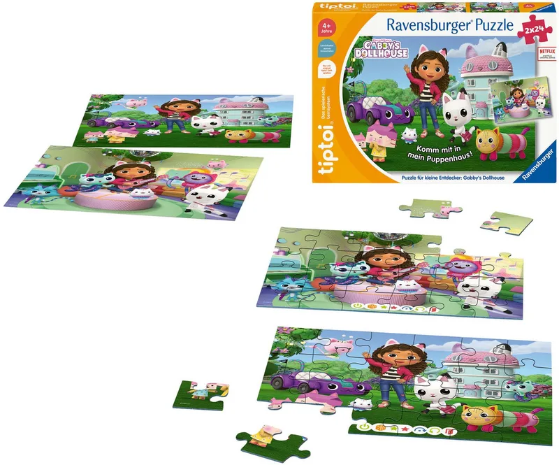 Puzzle tiptoi® Gabby’s Dollhouse, 48 Puzzleteile, Made in Europe from Ravensburger, Multicolour edition – box 2 of 2