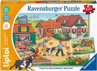 Puzzle tiptoi® Puzzle für kleine Entdecker: Bauernhof, 12 Puzzleteile, Made in Europe de Ravensburger, édition Multicolore – boîte 5 sur 5