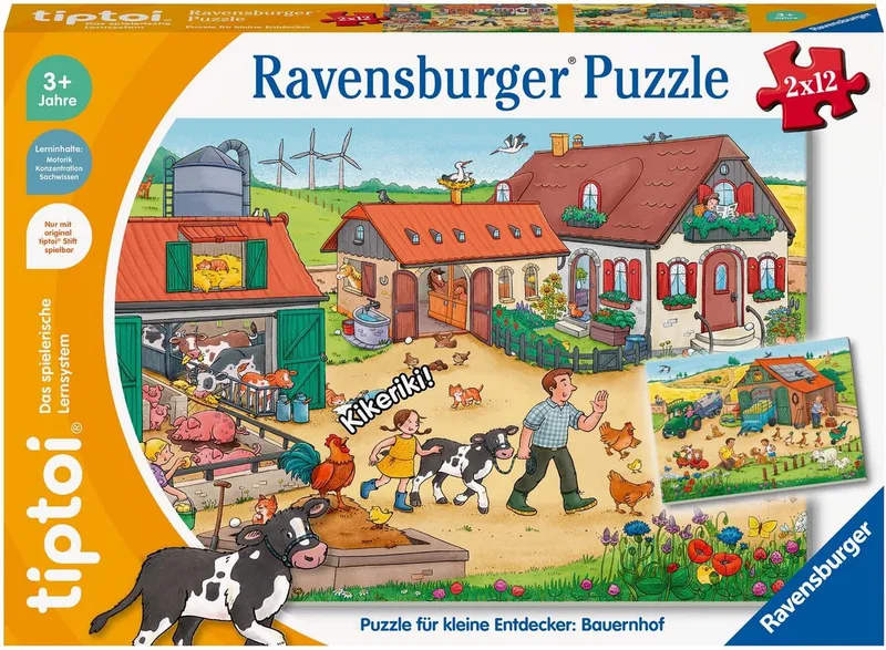 Puzzle tiptoi® Puzzle für kleine Entdecker: Bauernhof, 12 Puzzleteile, Made in Europe de Ravensburger, édition Multicolore – boîte 5 sur 5