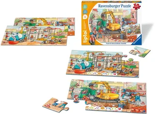 Puzzle tiptoi® Puzzle für kleine Entdecker: Baustelle, 12 Puzzleteile, Made in Europe de Ravensburger, édition Multicolore – boîte 1 sur 5