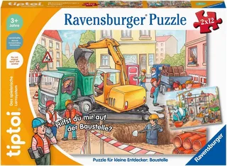 Puzzle tiptoi® Puzzle für kleine Entdecker: Baustelle, 12 Puzzleteile, Made in Europe de Ravensburger, édition Multicolore – boîte 2 sur 5