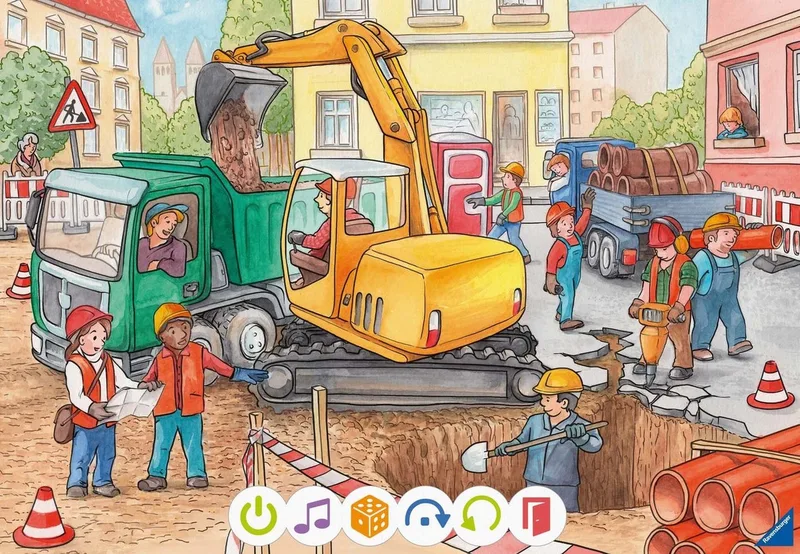 Puzzle tiptoi® Puzzle für kleine Entdecker: Baustelle, 12 Puzzleteile, Made in Europe de Ravensburger, édition Multicolore – boîte 4 sur 5
