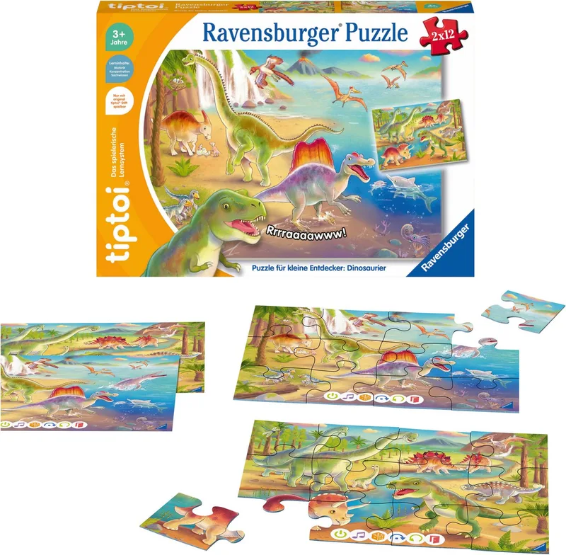Puzzle tiptoi® Puzzle für kleine Entdecker: Dinosaurier, 24 Puzzleteile, Made in Europe from Ravensburger, Multicolour edition – box 2 of 4