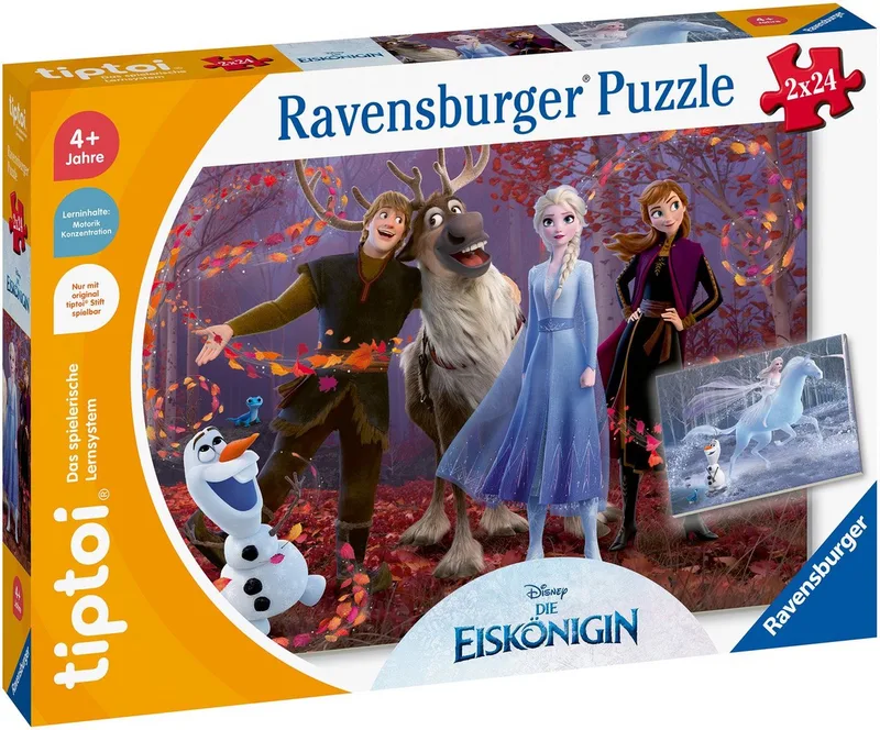 Puzzle tiptoi® Puzzle für kleine Entdecker: Disney Die Eiskönigin, 24 Puzzleteile, (2 x 24 Teile) Made in Europe de Ravensburger, édition Multicolore – boîte 4 sur 5