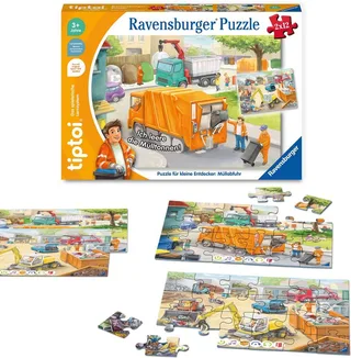 Puzzle tiptoi® Puzzle für kleine Entdecker: Müllabfuhr, 12 Puzzleteile, (2 x 12 Teile) Made in Europe from Ravensburger, Multicolour edition – box 3 of 5