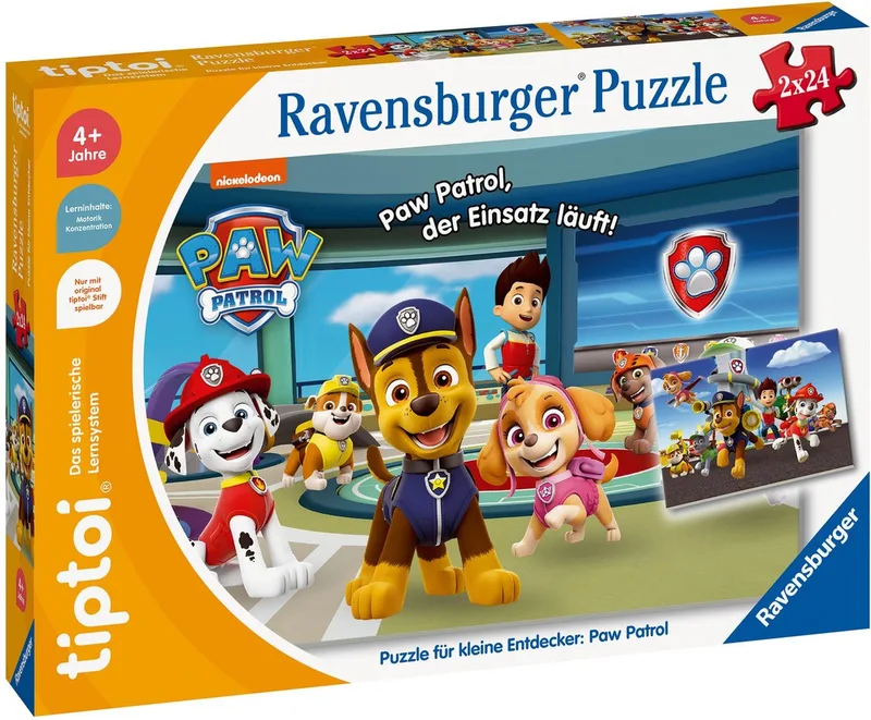 Puzzle tiptoi® Puzzle für kleine Entdecker: PAW Patrol, 24 Puzzleteile, (2 x 24 Teile) Made in Europe von Ravensburger, Ausgabe Mehrfarbig – Schachtel 1 von 3