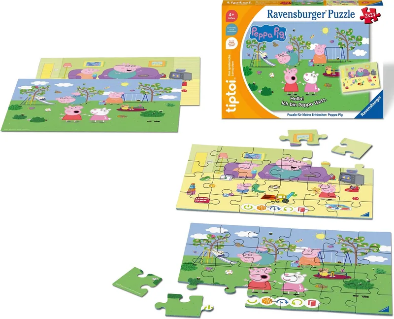 Puzzle tiptoi® Puzzle für kleine Entdecker: Peppa Pig, 24 Puzzleteile, (2 x 24 Teile) Made in Europe de Ravensburger, édition Multicolore – boîte 1 sur 5