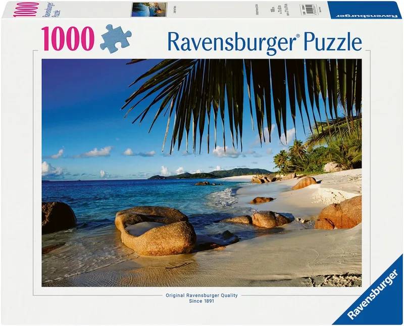 Puzzle Unter Palmen, 1000 Puzzleteile, Made in Germany de Ravensburger, édition Multicolore – boîte 1 sur 2