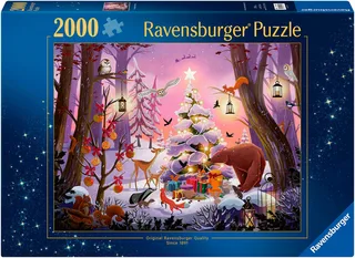 Puzzle Weihnachten im Wald, 2000 Puzzleteile, Made in Germany von Ravensburger, Ausgabe Mehrfarbig – Schachtel 1 von 2