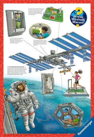 Puzzle Wieso? Weshalb? Warum? Auf der Weltraumstation, 100 Puzzleteile, Made in Germany from Ravensburger, Multicolour edition – box 3 of 5