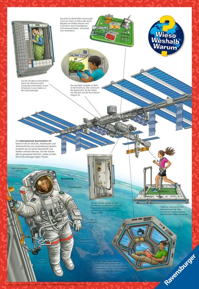 Puzzle Wieso? Weshalb? Warum? Auf der Weltraumstation, 100 Puzzleteile, Made in Germany from Ravensburger, Multicolour edition – box 3 of 5