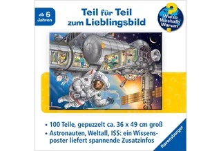 Puzzle Wieso? Weshalb? Warum? Auf der Weltraumstation, 100 Puzzleteile, Made in Germany from Ravensburger, Multicolour edition – box 4 of 5