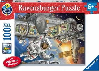 Puzzle Wieso? Weshalb? Warum? Auf der Weltraumstation, 100 Puzzleteile, Made in Germany from Ravensburger, Multicolour edition – box 1 of 5