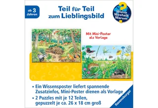 Puzzle Wieso? Weshalb? Warum? Junior, Tiere im Wald und auf der Wiese, 24 Puzzleteile, 2x12 Teile, Made in Europe from Ravensburger, Multicolour edition – box 4 of 5