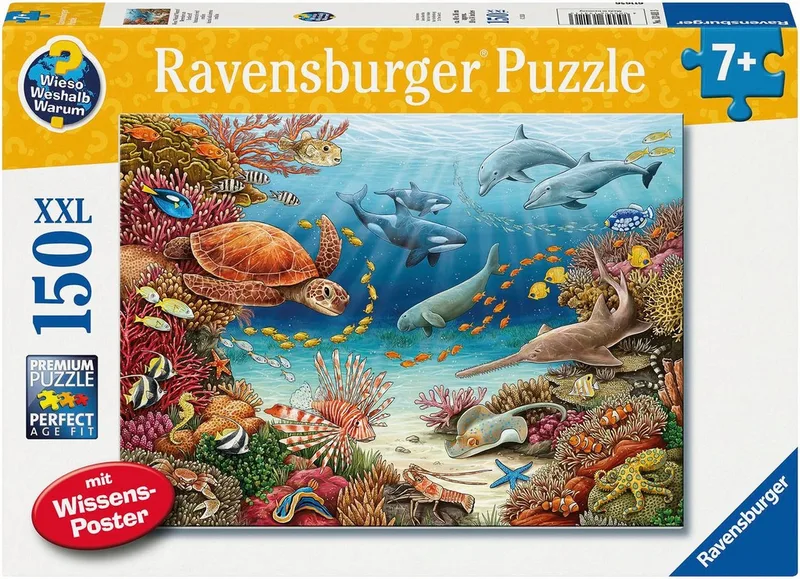 Puzzle Wieso? Weshalb? Warum? Meerestiere am Korallenriff, 150 Puzzleteile, Made in Germany from Ravensburger, Multicolour edition – box 1 of 5