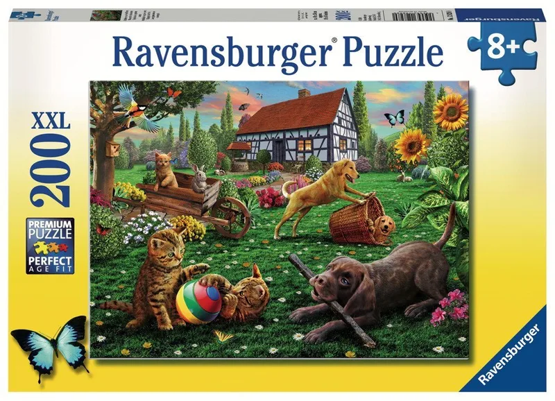 Puzzle XXL Entdecker auf vier Pfoten 12828, 200 Puzzleteile från Ravensburger – kartong 1 av 2
