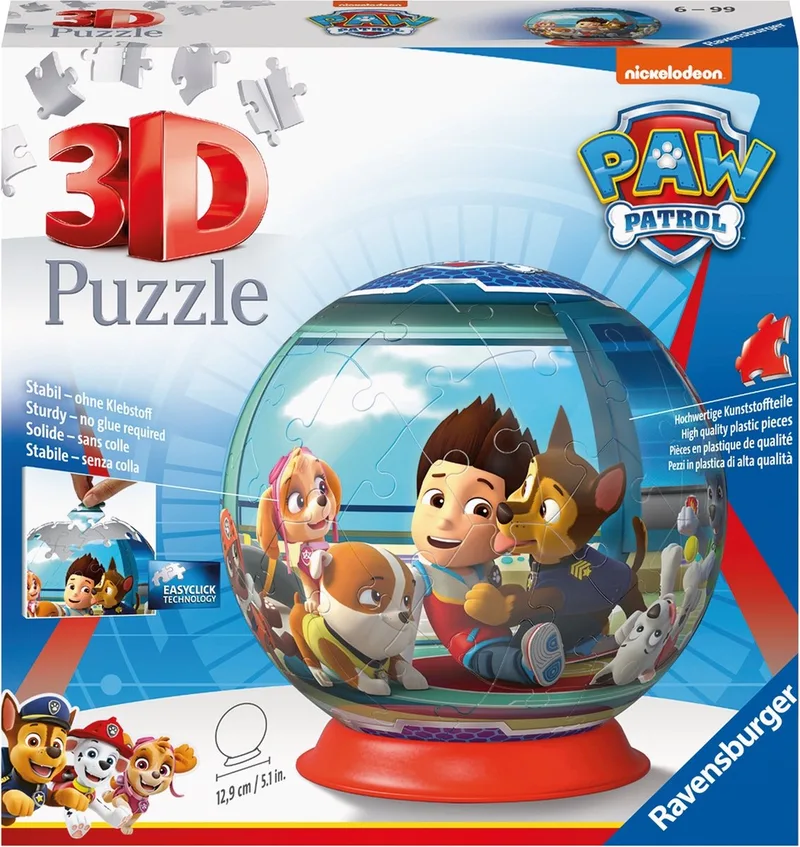 puzzleball - 3D Puzzel - 72 stukjes van Ravensburger, editie PAW Patrol – doos