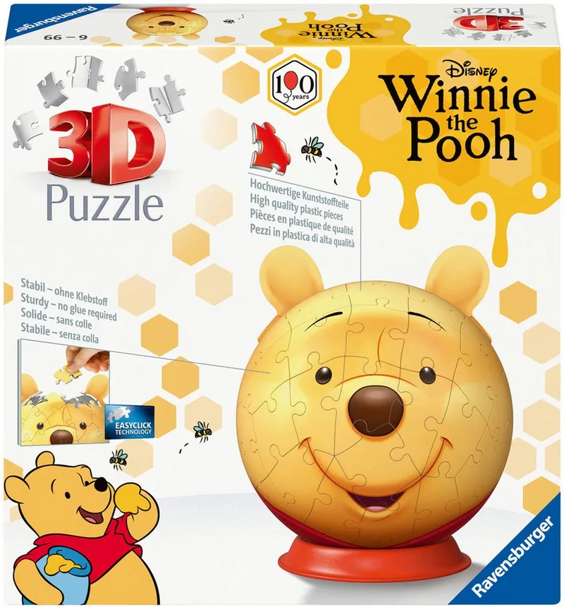 Puzzleball Disney Winnie Puuh mit Ohren, 72 Puzzleteile, Made in Europe from Ravensburger, Multicolour edition – box 3 of 4