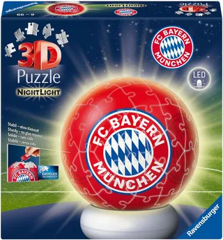 Puzzleball Nachtlicht FC Bayern München, 72 Puzzleteile, beleuchtet de Ravensburger, édition Multicolore – boîte 3 sur 4