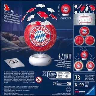 Puzzleball Nachtlicht FC Bayern München, 72 Puzzleteile, beleuchtet de Ravensburger, édition Multicolore – boîte 4 sur 4