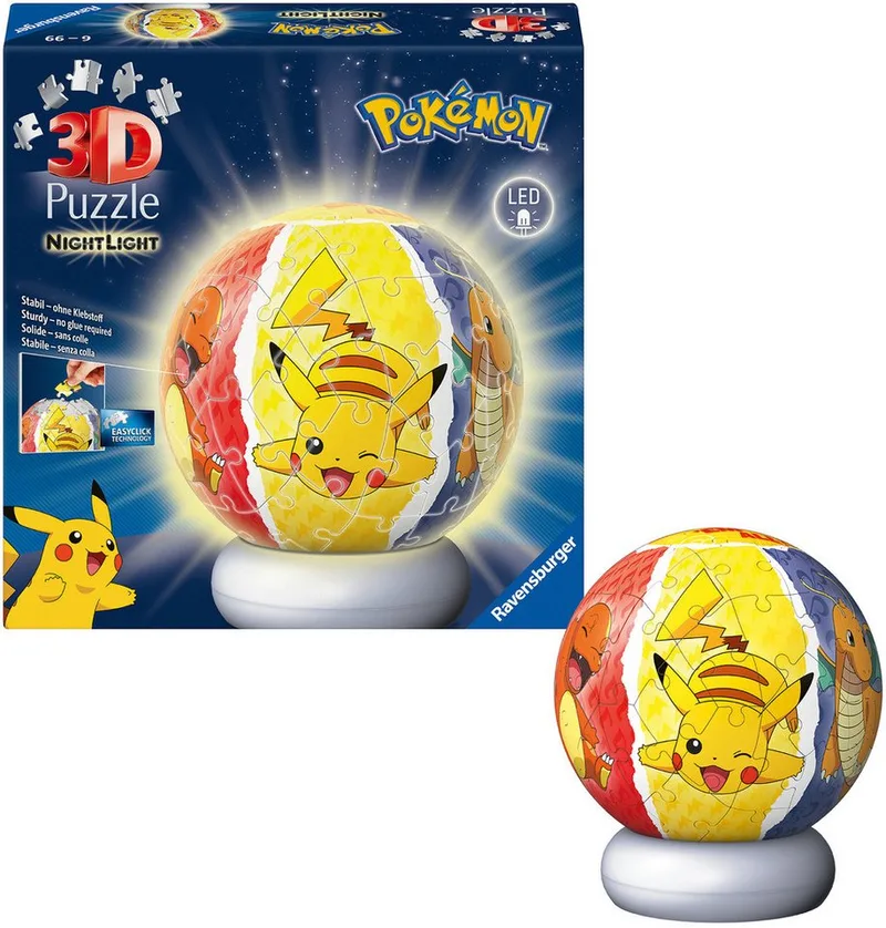Puzzleball Nachtlicht Pokémon, 72 Puzzleteile, beleuchtet from Ravensburger, Multicolour edition – box 1 of 4