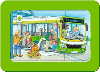 Rahmenpuzzle Wieso? Weshalb? Warum? Unterwegs mit Bus, Bahn und Flugzeug, 18 Puzzleteile, Made in Europe from Ravensburger, Multicolour edition – box 5 of 5