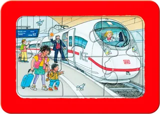 Rahmenpuzzle Wieso? Weshalb? Warum? Unterwegs mit Bus, Bahn und Flugzeug, 18 Puzzleteile, Made in Europe from Ravensburger, Multicolour edition – box 4 of 5