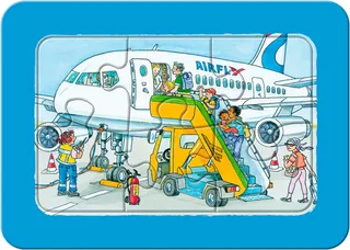 Rahmenpuzzle Wieso? Weshalb? Warum? Unterwegs mit Bus, Bahn und Flugzeug, 18 Puzzleteile, Made in Europe from Ravensburger, Multicolour edition – box 3 of 5