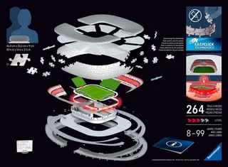 Ravensburger 3D-Puzzle 3D Puzzle Iconics: Allianz Arena - mit Licht, 216 Puzzleteile, mit LED Licht, Made in Europe de Ravensburger, édition Rouge – boîte 2 sur 5