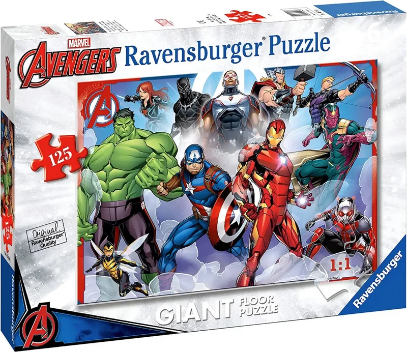 Reuze 125-delige Marvel Avengers slijtvast kartonnen vloerpuzzel from Ravensburger, Multicolour edition – box