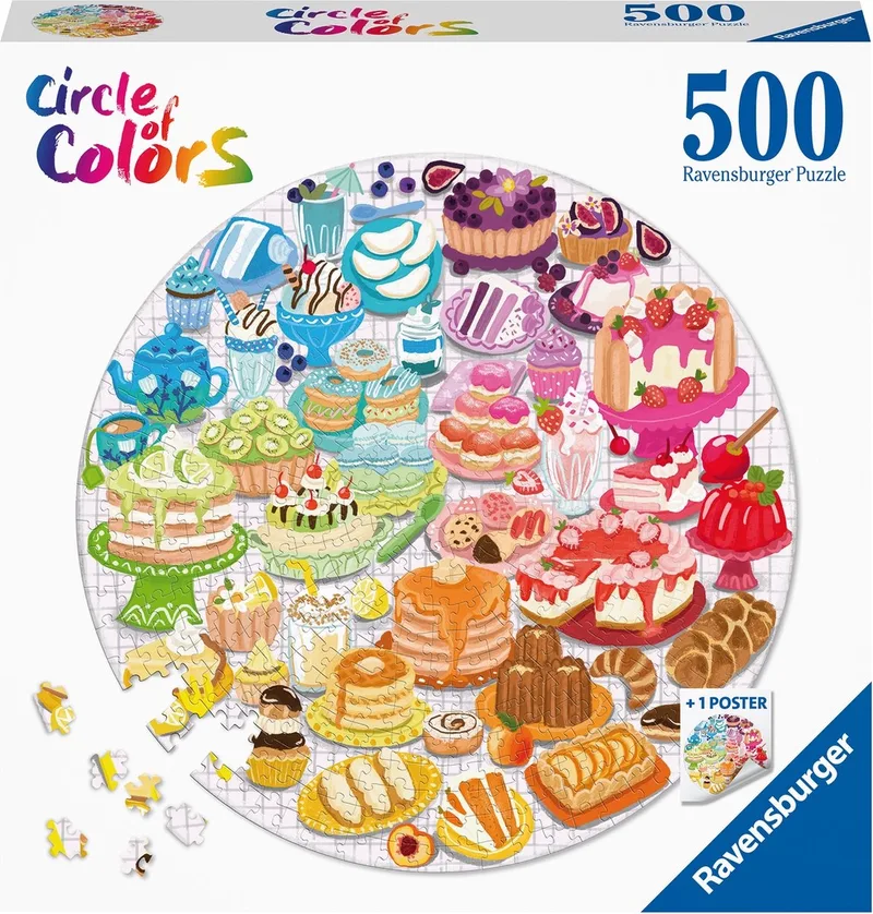Round puzzle Circle of colors Desserts pastries - Legpuzzel - 500 stukjes from Ravensburger, Multicolour edition – box
