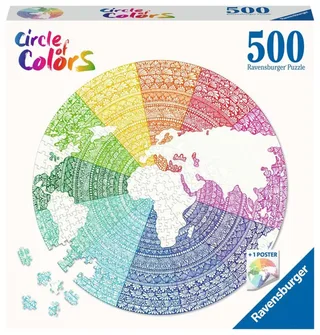 Round puzzle Circle of colors Mandala - Legpuzzel - 500 stukjes von Ravensburger, Ausgabe Mehrfarbig – Schachtel 2 von 2